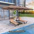 15.5 FT Extra-Large Patio Umbrella with LED Solar Lights and Crank Handle-Brown - Brown - Outdoor Umbrellas