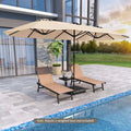 15.5 FT Extra-Large Patio Umbrella with LED Solar Lights and Crank Handle-Beige - Beige - Outdoor Umbrellas