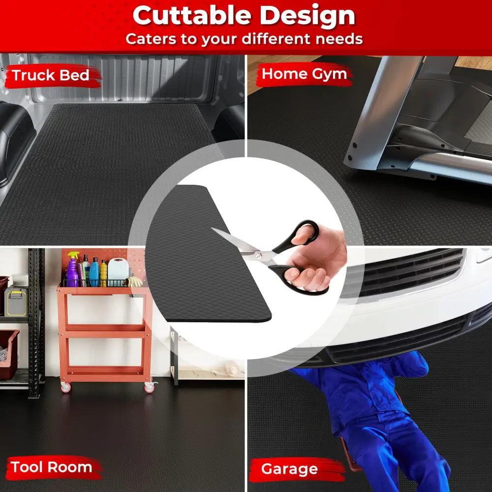 15.5 x 7.7 FT Garage Tool Mats 7 mm Thickened PE Mechanic Pads Pack of 4 - Garages