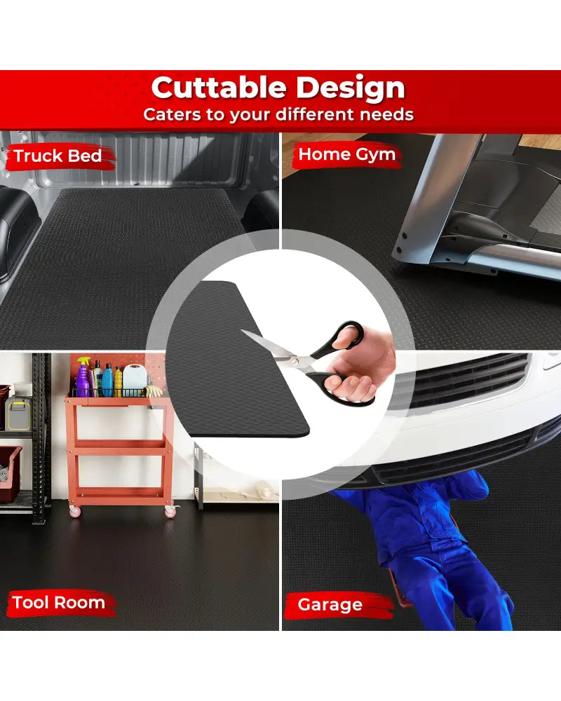 15.5 x 7.7 FT Garage Tool Mats 7 mm Thickened PE Mechanic Pads Pack of 4 - Garages