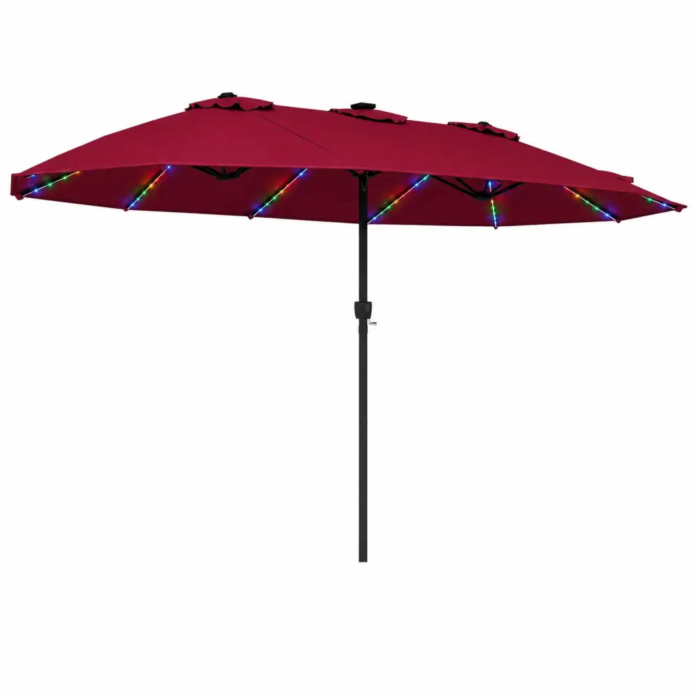 15.5FT Extra-Large Patio Umbrella 12 Reinforced Metal Ribs-Red - Red - Outdoor Umbrellas