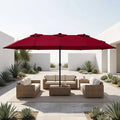 15.5FT Extra-Large Patio Umbrella 12 Reinforced Metal Ribs-Red - Red - Outdoor Umbrellas