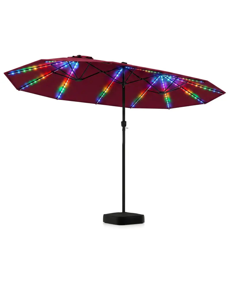 15.5FT Extra-Large Patio Umbrella with Base 12 Reinforced Ribs-Red - Red - Outdoor Umbrellas