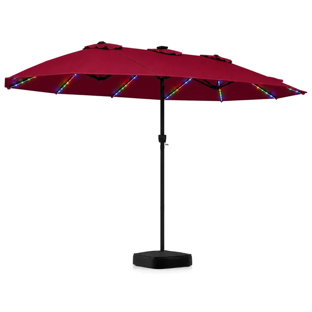 15.5FT Extra-Large Patio Umbrella with Base 12 Reinforced Ribs-Red - Red - Outdoor Umbrellas