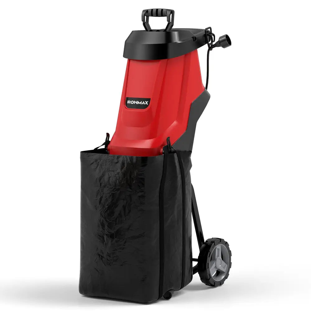 15-AMP Electric Wood Chipper and Shredder Leaf Mulcher with Wheels-Red - Red - Lawn Care Tools