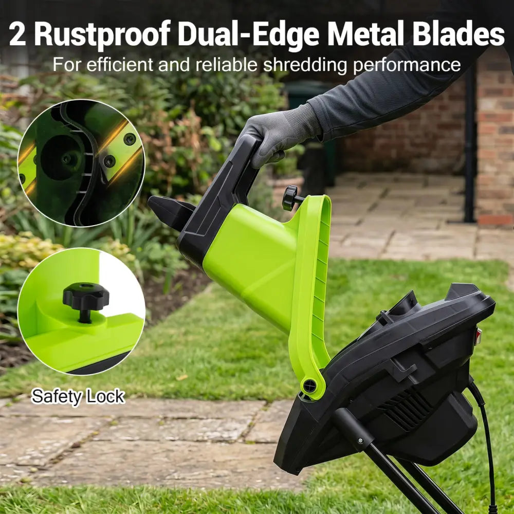 15-Amp Electric Wood Chipper Shredder Mulcher 1.8 Inch Max Cutting Diameter-Green - Green - Lawn Care Tools