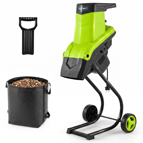 15-Amp Electric Wood Chipper Shredder Mulcher 1.8 Inch Max Cutting Diameter-Green - Green - Lawn Care Tools