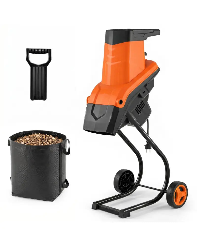 15-Amp Electric Wood Chipper Shredder Mulcher with 1.8 Inch Max Cutting Diameter-Orange - Orange - Lawn Care Tools