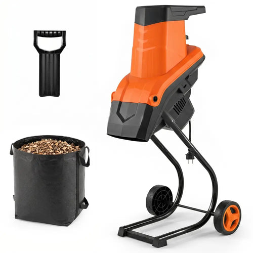 15-Amp Electric Wood Chipper Shredder Mulcher with 1.8 Inch Max Cutting Diameter-Orange - Orange - Lawn Care Tools
