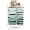 15-Drawer Utility Rolling Cart with Drawers Multi-Use Storage-Lime Green - Light Green - File Cabinets