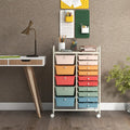 15-Drawer Utility Rolling Organizer Cart-Deep Multicolor - Deep Multicolor - File Cabinets