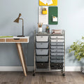 15-Drawer Utility Rolling Organizer Cart Multi-Use Storage-Black & Gray - Gradient Gray - File Cabinets