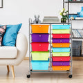 15-Drawer Utility Rolling Organizer Cart Multi-Use Storage-Multicolor - Multicolor - File Cabinets