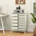 15-Drawer Utility Rolling Organizer Cart Multi-Use Storage-White - White - File Cabinets