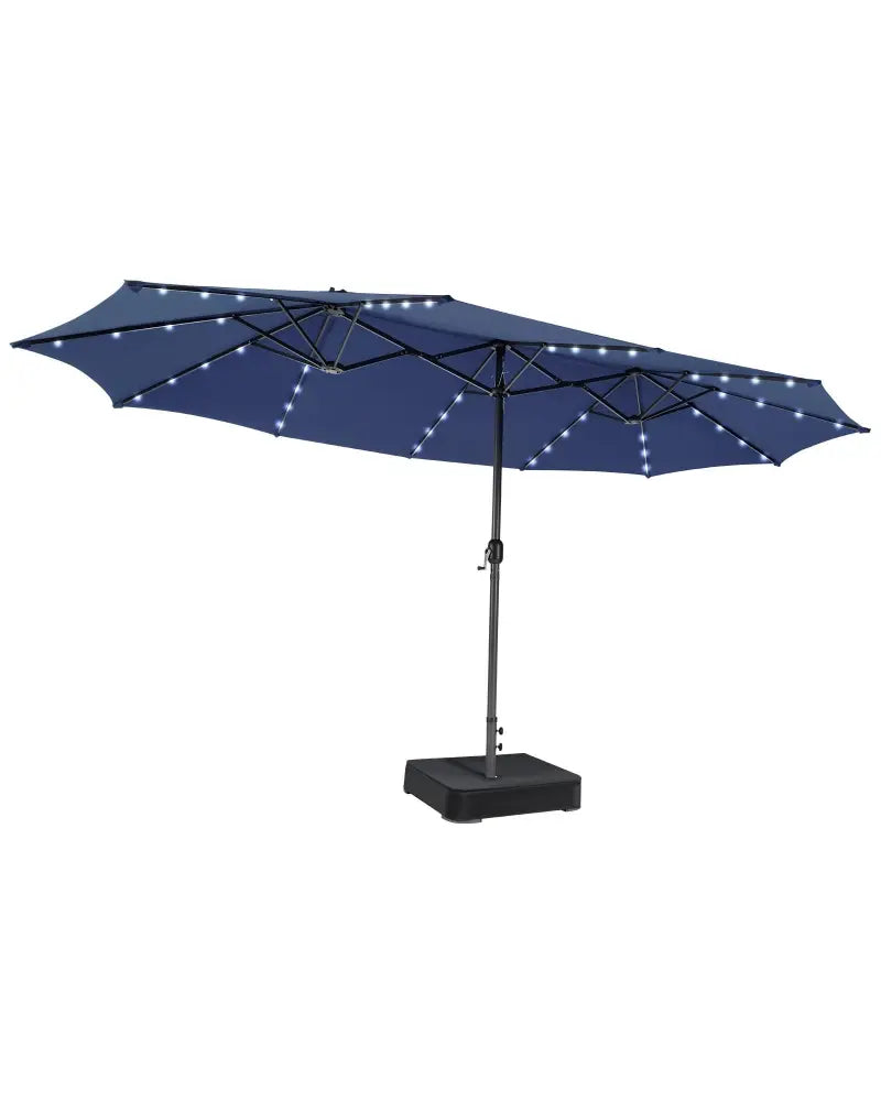 15 Feet Double-Sided Patio Umbrella with 48 LED Lights-Navy - Navy - Outdoor Umbrellas