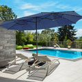 15 Feet Double-Sided Patio Umbrella with 48 LED Lights-Navy - Navy - Outdoor Umbrellas