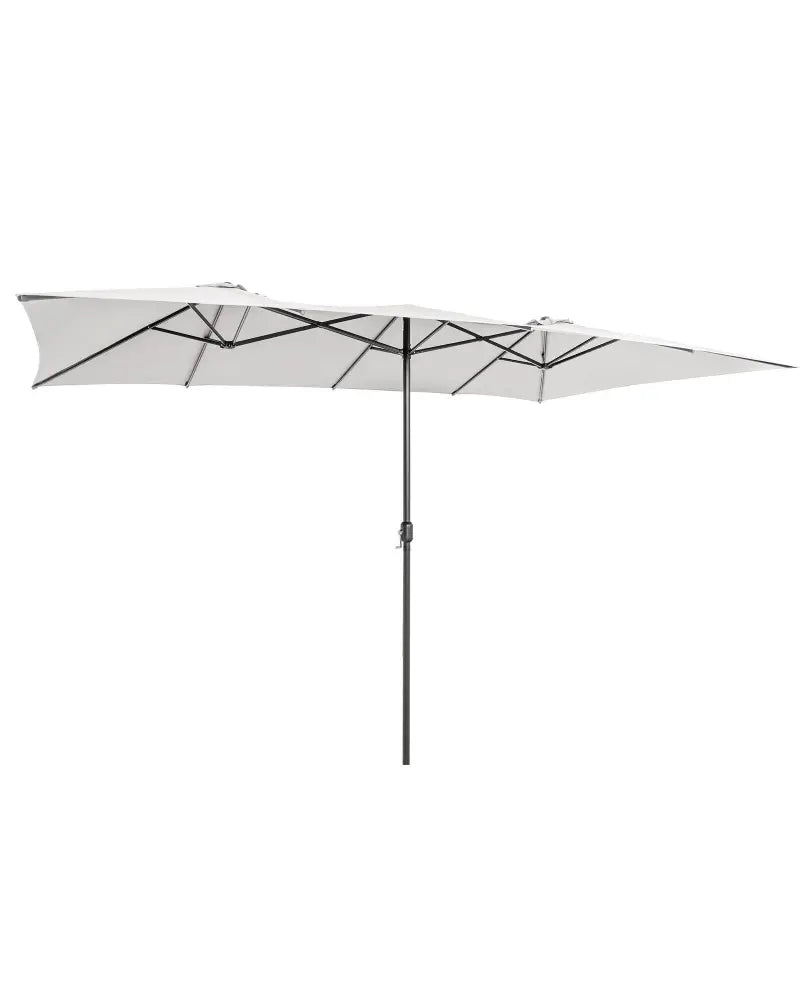 15 Feet Double-Sized Patio Umbrella with Crank Handle and Vented Tops-Beige - Beige - Outdoor Umbrellas
