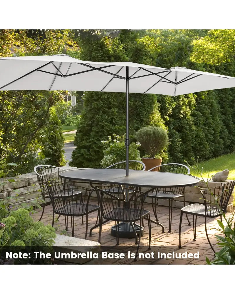 15 Feet Double-Sized Patio Umbrella with Crank Handle and Vented Tops-Beige - Beige - Outdoor Umbrellas