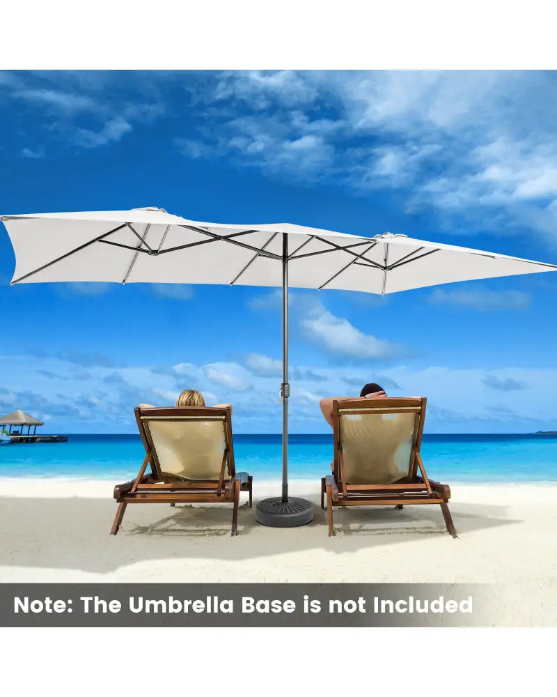 15 Feet Double-Sized Patio Umbrella with Crank Handle and Vented Tops-Beige - Beige - Outdoor Umbrellas
