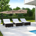 15 Feet Double-Sized Patio Umbrella with Crank Handle and Vented Tops-Brown - Brown - Outdoor Umbrellas
