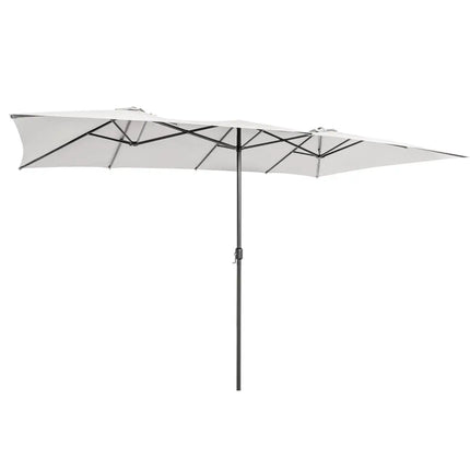 15 Feet Double-Sized Patio Umbrella with Crank Handle and Vented Tops-Beige - Beige - Outdoor Umbrellas