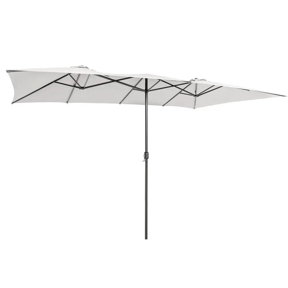 15 Feet Double-Sized Patio Umbrella with Crank Handle and Vented Tops-Beige - Beige - Outdoor Umbrellas