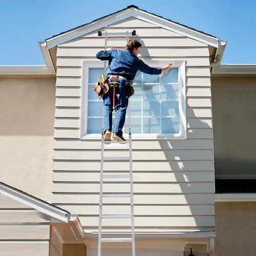 15 Feet Folding Aluminum Ladder with Safe Locking Hinge - Garages