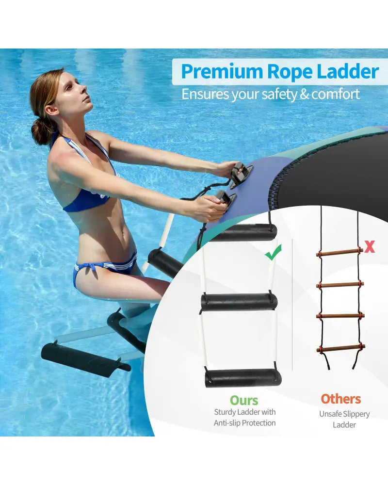 15 Feet Inflatable Splash Padded Water Bouncer Trampoline-Blue - Blue - Trampolines