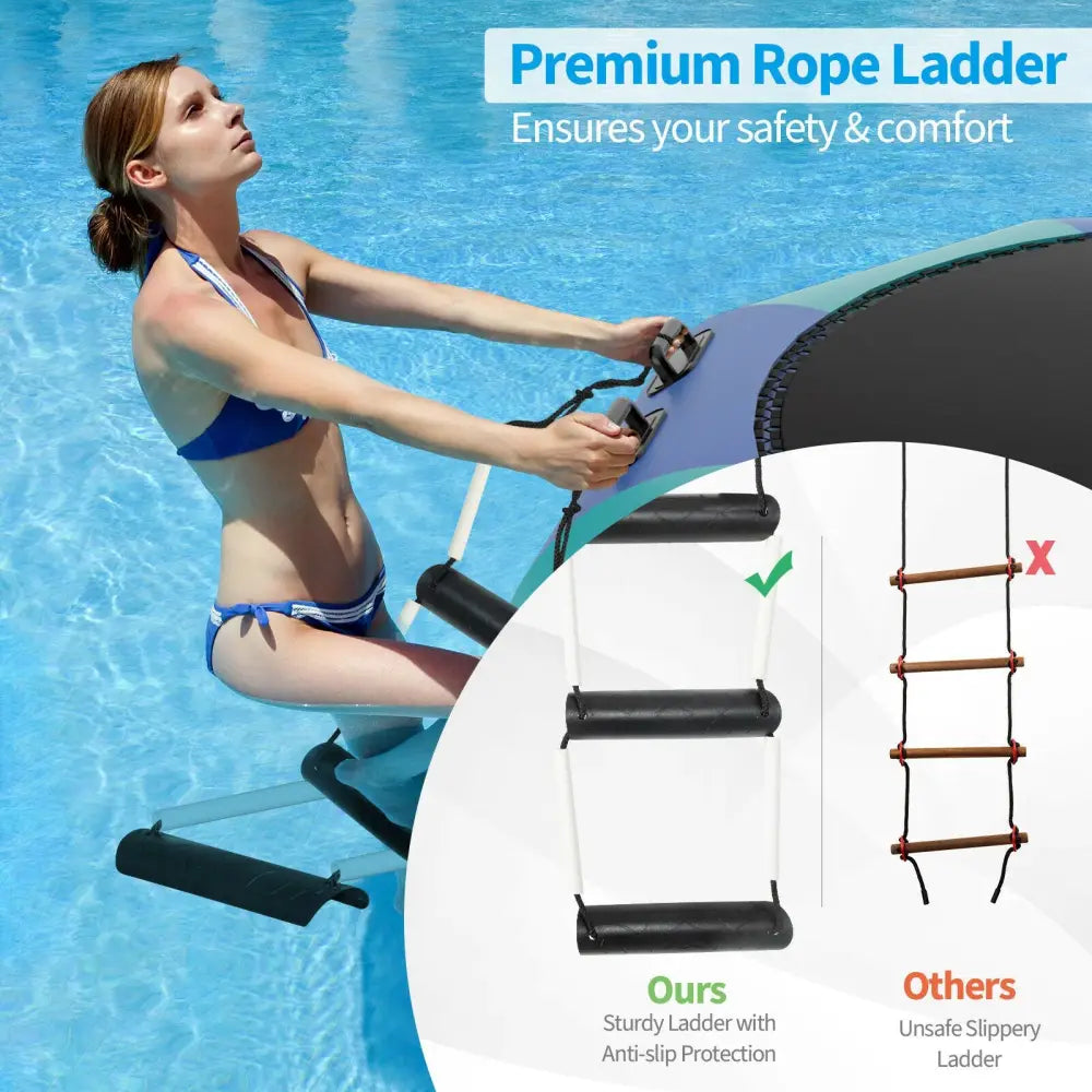 15 Feet Inflatable Splash Padded Water Bouncer Trampoline-Blue - Blue - Trampolines