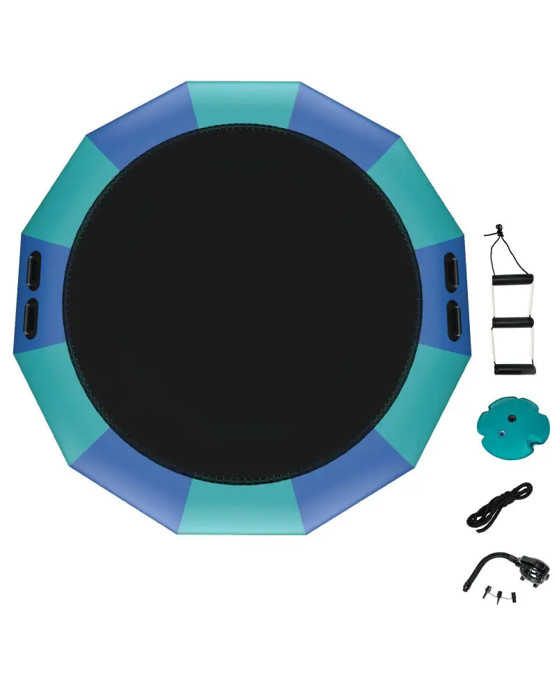 15 Feet Inflatable Splash Padded Water Bouncer Trampoline-Blue - Blue - Trampolines