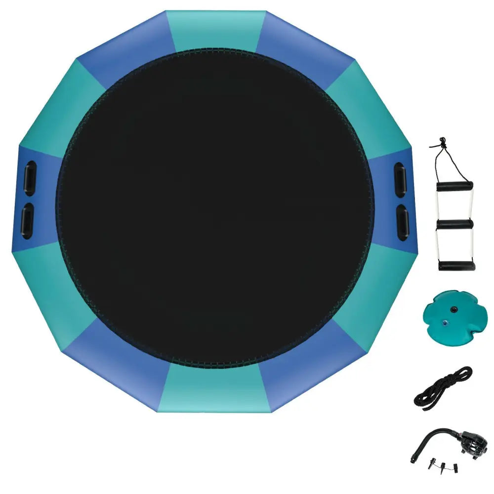 15 Feet Inflatable Splash Padded Water Bouncer Trampoline-Blue - Blue - Trampolines