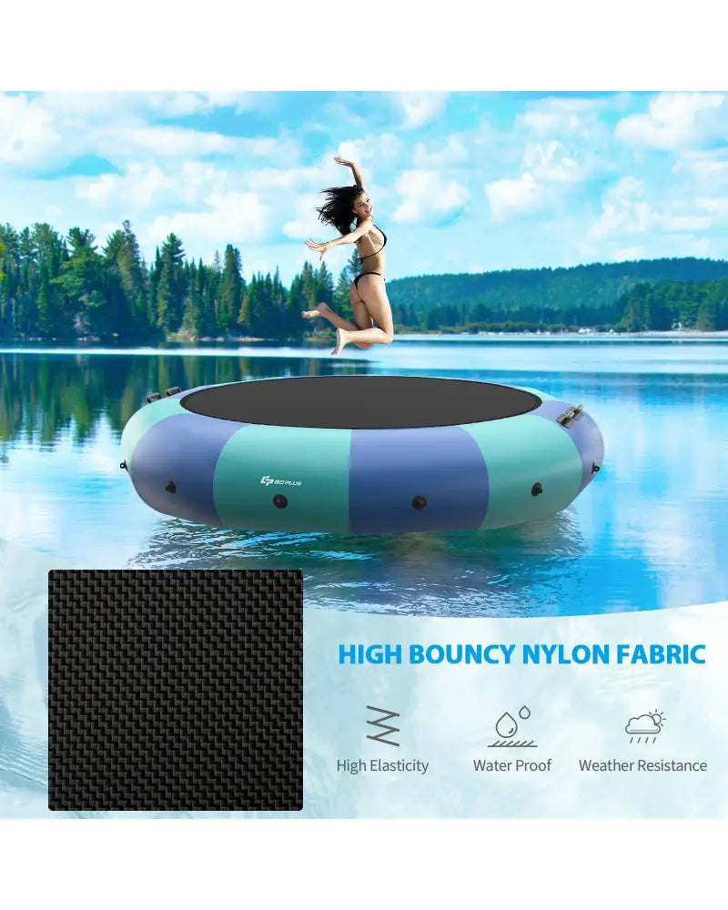 15 Feet Inflatable Splash Padded Water Bouncer Trampoline-Blue - Blue - Trampolines