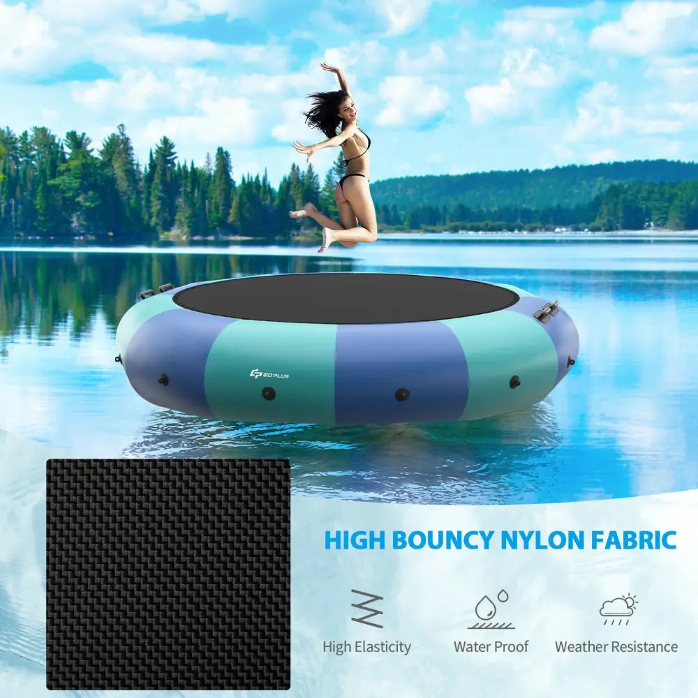 15 Feet Inflatable Splash Padded Water Bouncer Trampoline-Blue - Blue - Trampolines