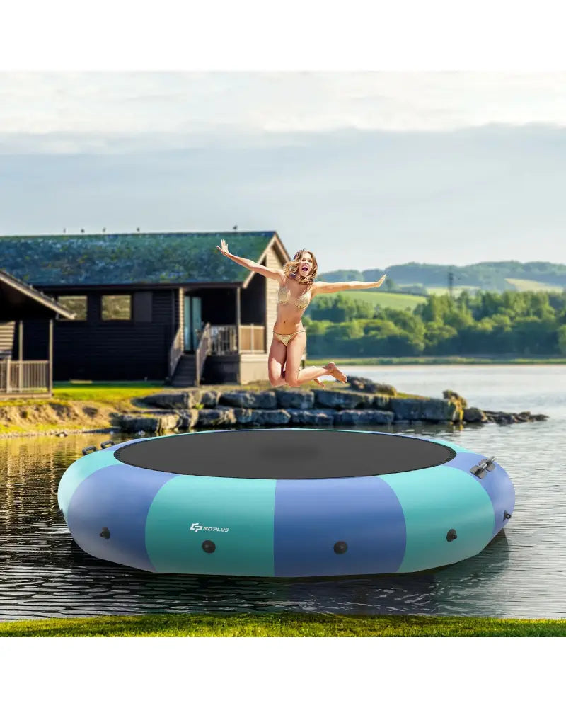 15 Feet Inflatable Splash Padded Water Bouncer Trampoline-Blue - Blue - Trampolines