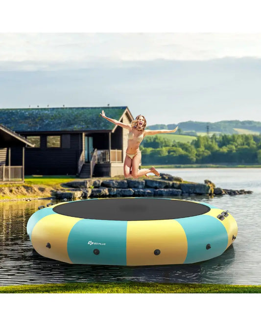 15 Feet Inflatable Splash Padded Water Bouncer Trampoline-Yellow - Yellow - Trampolines