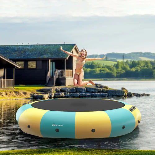 15 Feet Inflatable Splash Padded Water Bouncer Trampoline-Yellow - Yellow - Trampolines