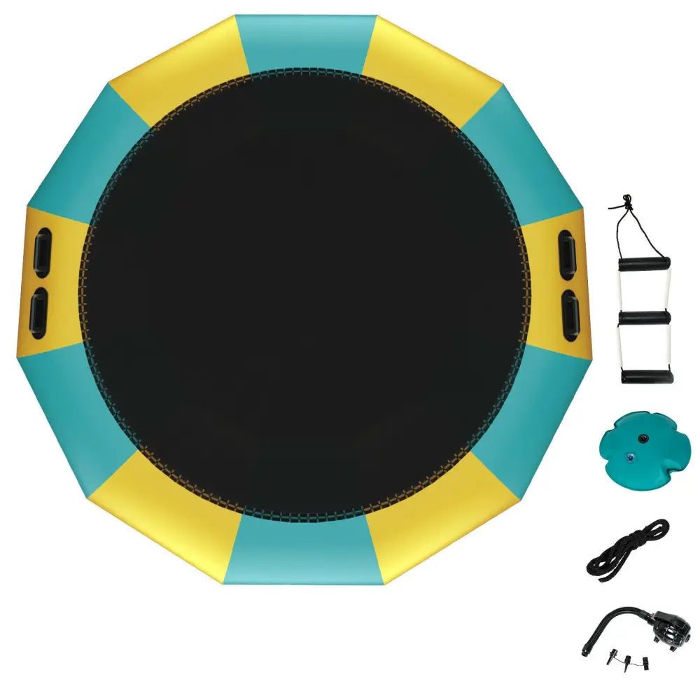 15 Feet Inflatable Splash Padded Water Bouncer Trampoline-Yellow - Yellow - Trampolines