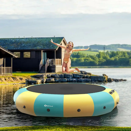 15 Feet Inflatable Splash Padded Water Bouncer Trampoline-Yellow - Yellow - Trampolines