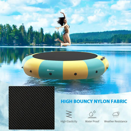 15 Feet Inflatable Splash Padded Water Bouncer Trampoline-Yellow - Yellow - Trampolines