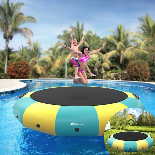 15 Feet Inflatable Splash Padded Water Bouncer Trampoline-Yellow - Yellow - Trampolines