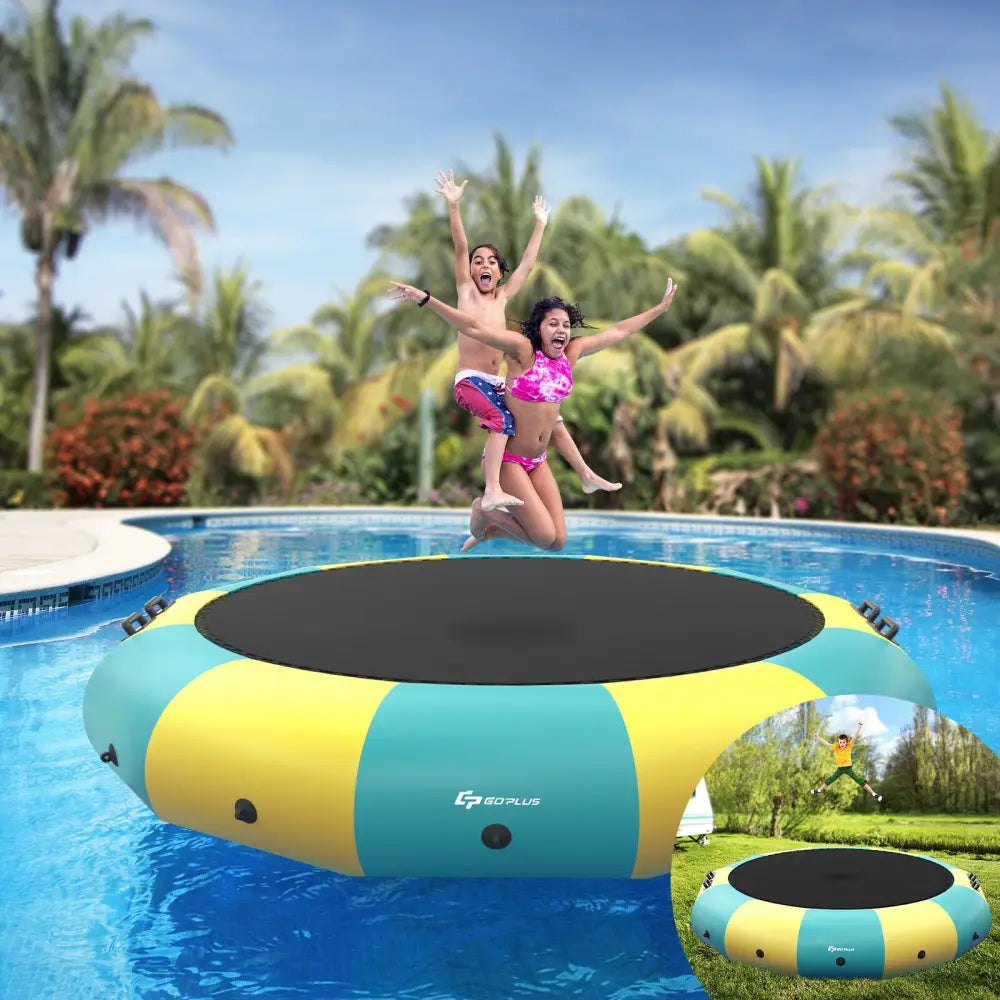 15 Feet Inflatable Splash Padded Water Bouncer Trampoline-Yellow - Yellow - Trampolines