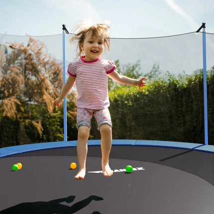 15 Feet Outdoor Bounce Trampoline with Safety Enclosure Net - Blue - Trampolines