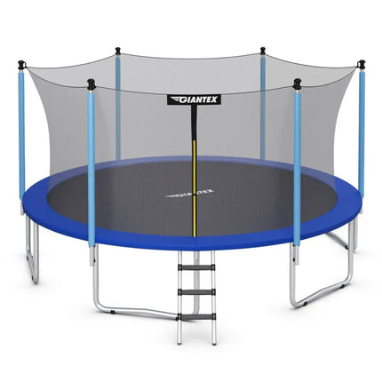 15 Feet Outdoor Bounce Trampoline with Safety Enclosure Net - Blue - Trampolines