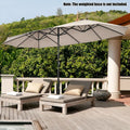 15 Feet Patio Double-Sided Umbrella with Hand-Crank System-Beige - Beige - Outdoor Umbrellas