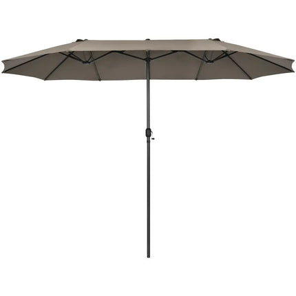 15 Feet Patio Double-Sided Umbrella with Hand-Crank System-Brown - Brown - Outdoor Umbrellas