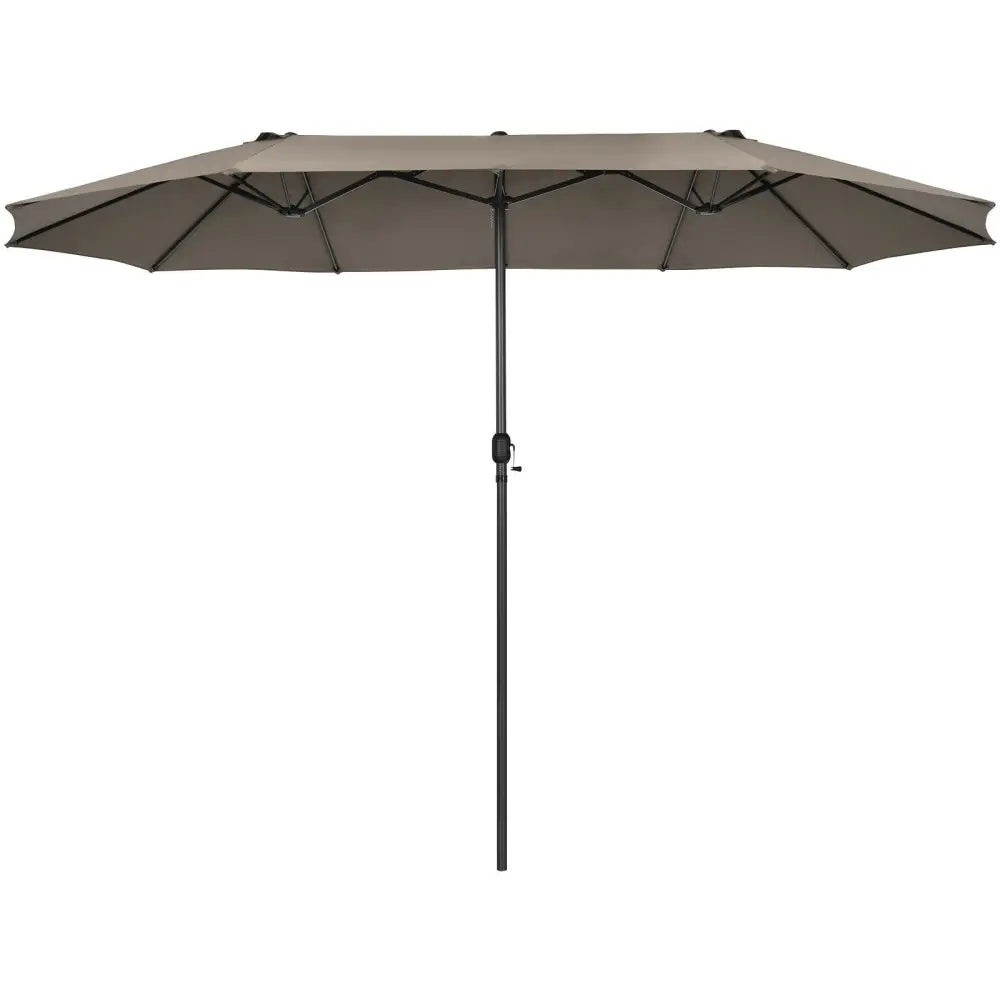 15 Feet Patio Double-Sided Umbrella with Hand-Crank System-Brown - Brown - Outdoor Umbrellas