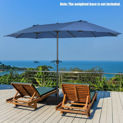 15 Feet Patio Double-Sided Umbrella with Hand-Crank System-Navy - Navy - Outdoor Umbrellas