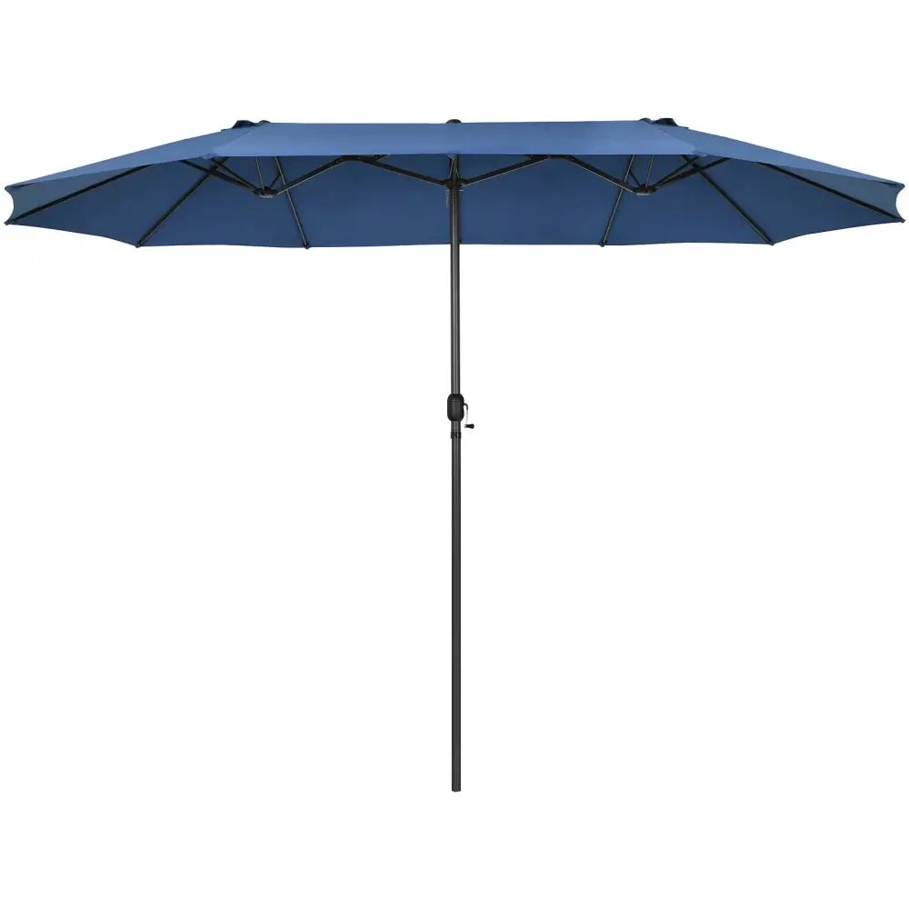 15 Feet Patio Double-Sided Umbrella with Hand-Crank System-Navy - Navy - Outdoor Umbrellas