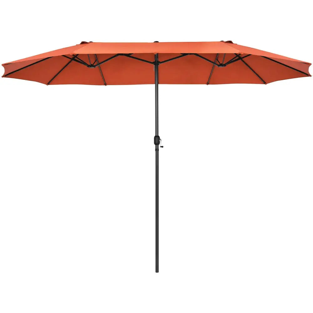 15 Feet Patio Double-Sided Umbrella with Hand-Crank System-Orange - Orange - Outdoor Umbrellas
