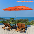 15 Feet Patio Double-Sided Umbrella with Hand-Crank System-Orange - Orange - Outdoor Umbrellas